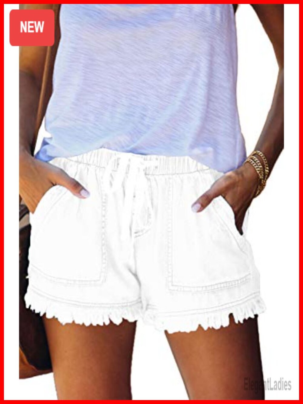 Cotton Linen High Rise Wide Leg Drawstring Elastic Waist Casual Denim Shorts